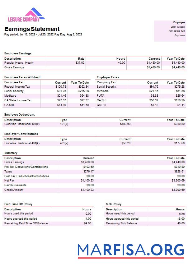Downloadable Leisure company payroll real example